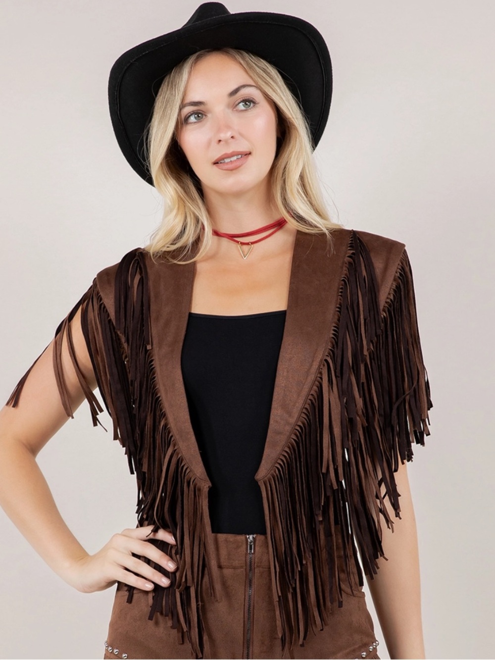 Brown Western Fringe Collar